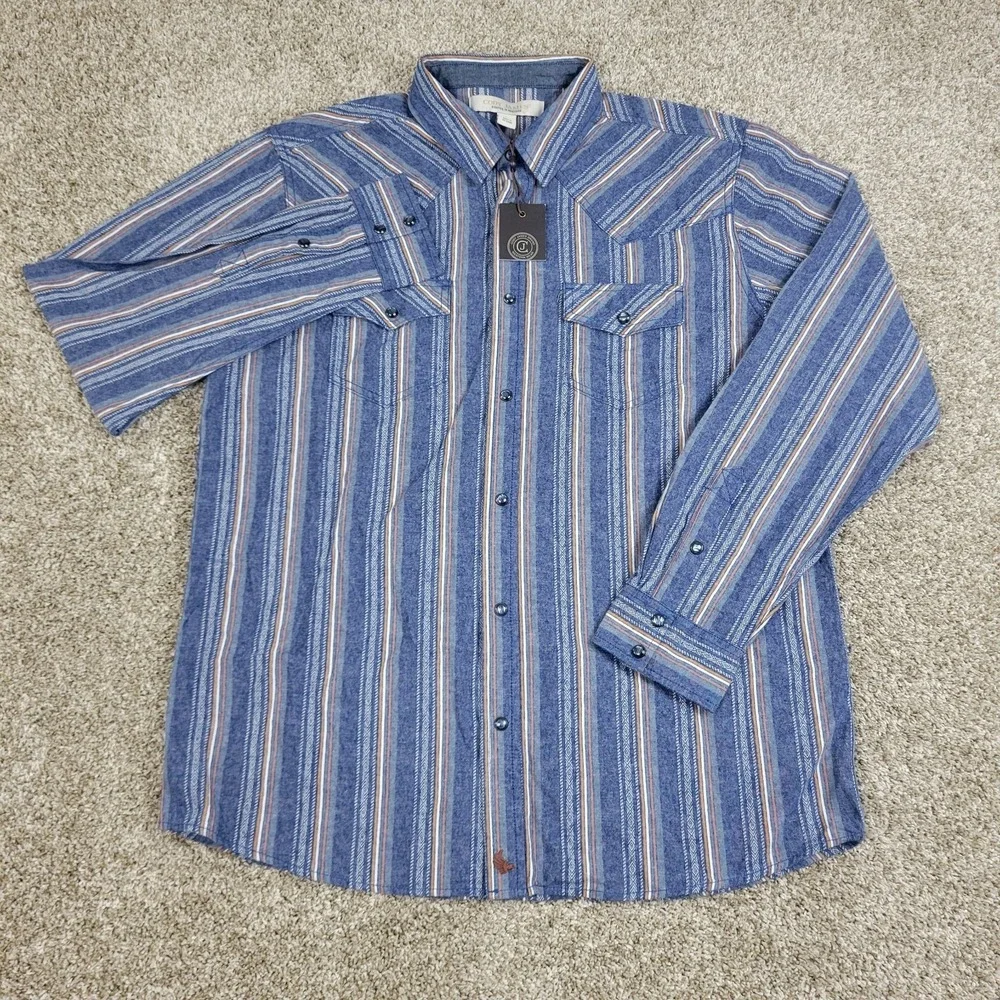 NWT Cody James Rooted In Heritage Mens Large Multicolor Striped Pearl Snap LS - Picture 2 of 6